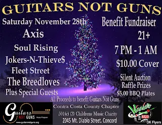 SAVE THE DATE!  SATURDAY, NOVEMBER 28, 2015 – GUITARS NOT GUNS FUNDRAISER!